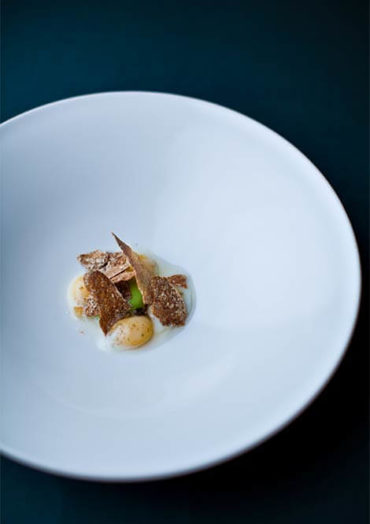 Plat dîner gastronomique au restaurant 2 étoiles de Christophe Aribert
